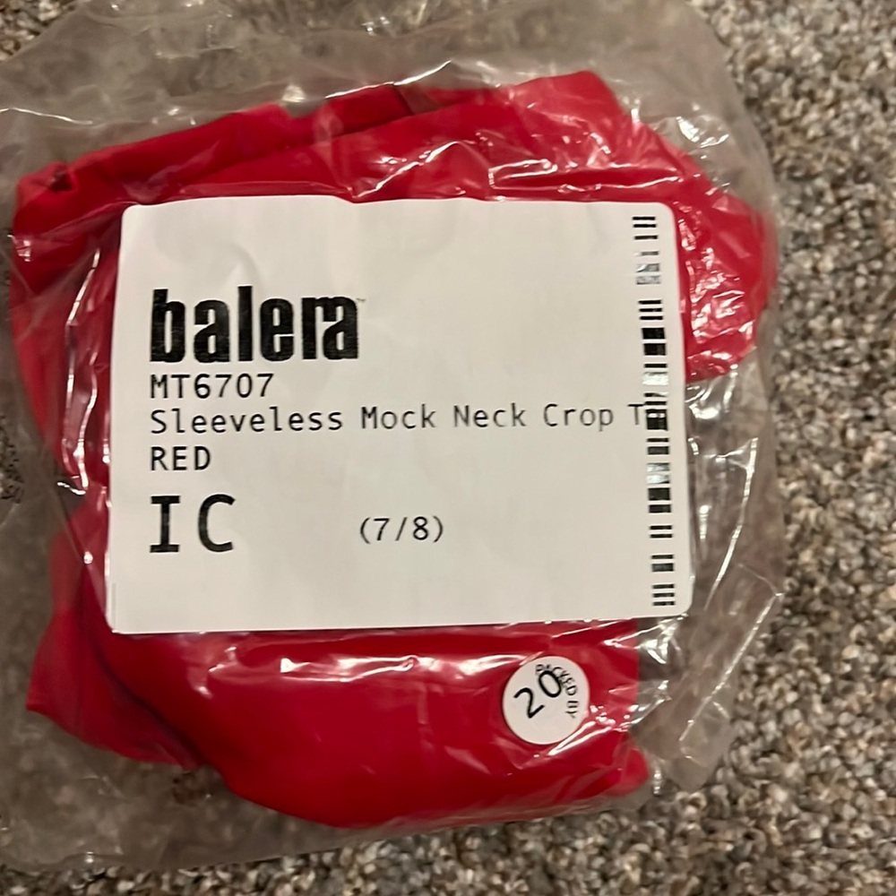 Sleeveless Mock Neck Crop Top NWT Red Balera Dancewear